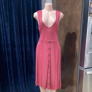Pink Button-Down Midi Dress